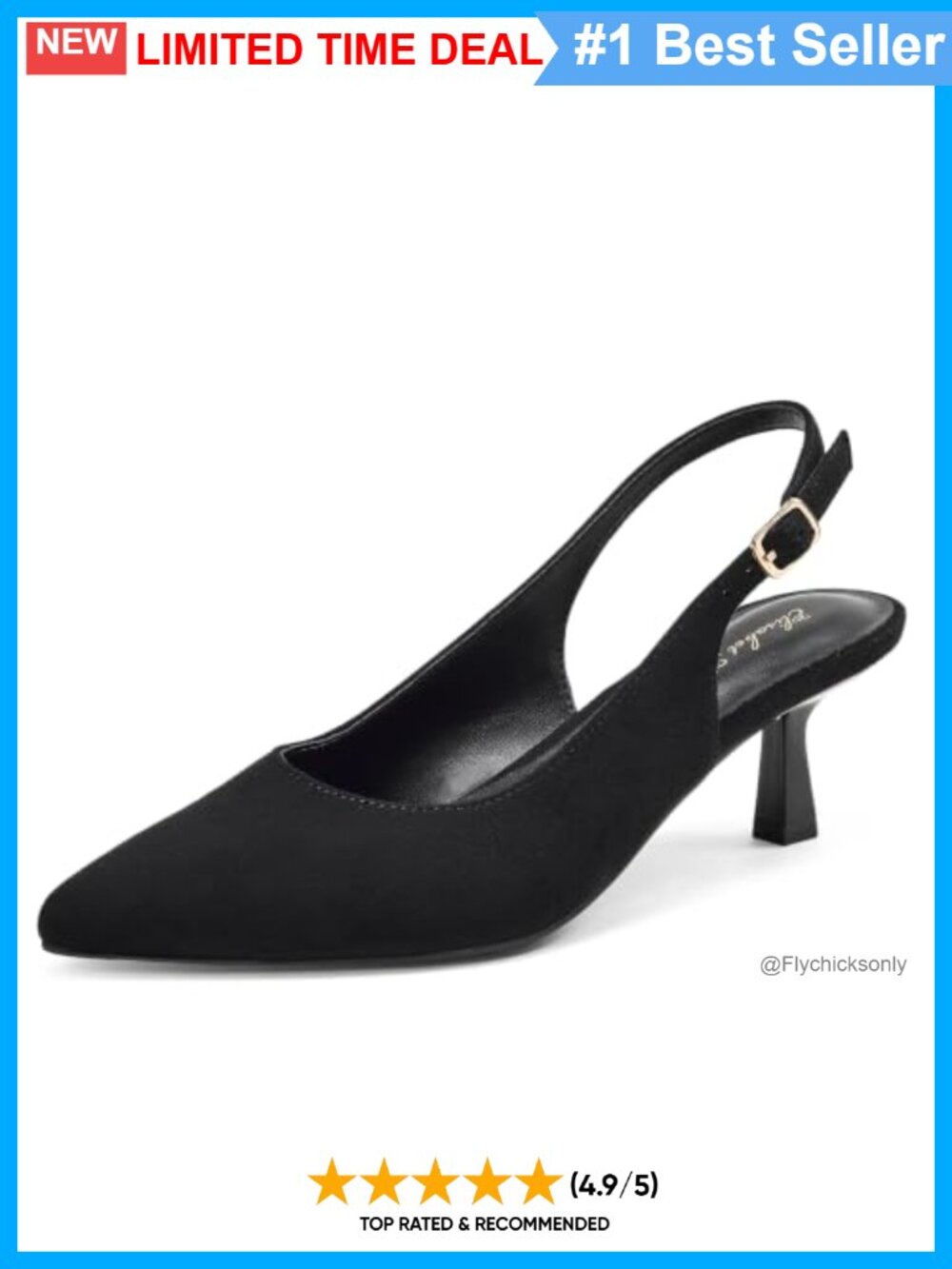 Kitten Heel Slingback Pumps Faux Leather Pointed Toe Closed Toe
